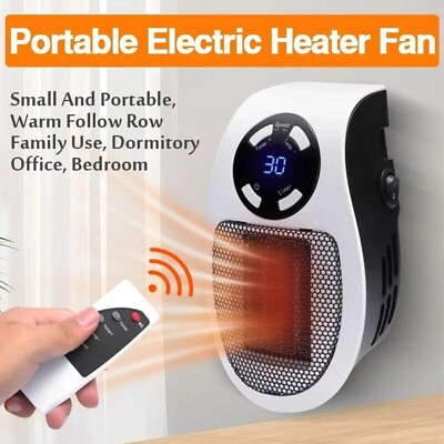#ad #ad Portable Electric Heater Plug In Wall Space Heater Adjustable Thermostat Remote $12.99