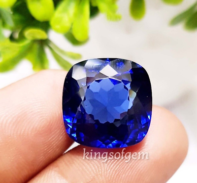 #ad 32 Ct Blue Sapphire Color Cushion Loose Gemstone Very nice Quality Cornflower $16.59