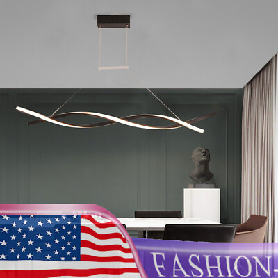 #ad #ad Modern Linear Wavy Kitchen Island Hanging Light LED Pendant Fixture Dining Room $70.28