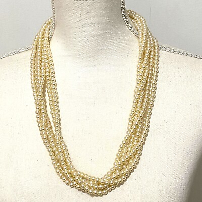 #ad Faux Pearl Multi Strand Necklace 26quot; $9.75