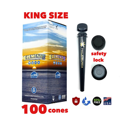 #ad elements king size organic rice pre rolled cone 100PK Philly tube $17.99