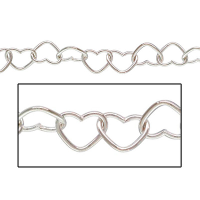 #ad 1ft Heart Chain Sterling Silver Heart shape Links Extension Chain DIY .925 $7.50