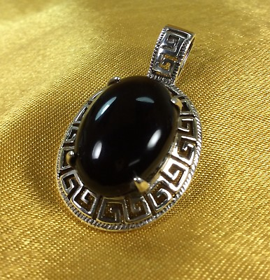 #ad 925 Sterling Silver Onyx Gemstone Pendant Fine Jewelry $31.95