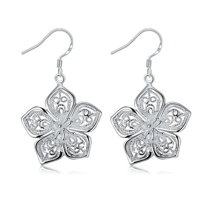 #ad New 925 Silver Fashion Trend Flower Earrings Women#x27;s Foreign Trade Jewelry Gift $4.98