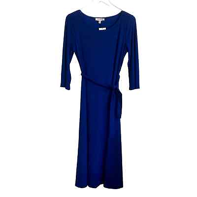 #ad NWT Chaus New York Women#x27;s Size Medium Royal Blue Dress Tie Waist Slinky Midi $32.00