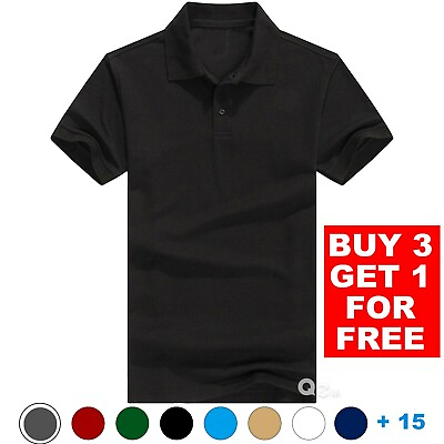 #ad Men#x27;s Polo Shirt Dri Fit Golf Sports Cotton Short Sleeve Jersey Casual Plain $10.99