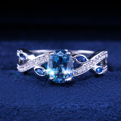 #ad Fashion Silver Plated Wedding Ring Women Oval Cut Cubic Zircon Jewelry Sz 6 10 $5.99