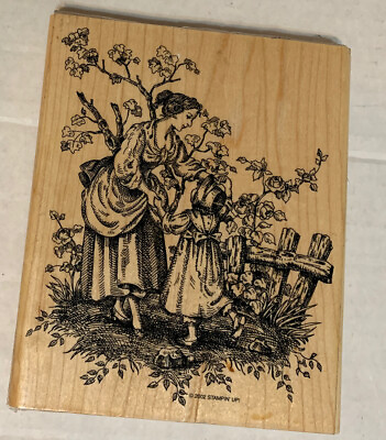 #ad 6X5 Stampin Up Serenity Victorian Mother Child Dancing Garden Rubber Stamp 2002 $24.99