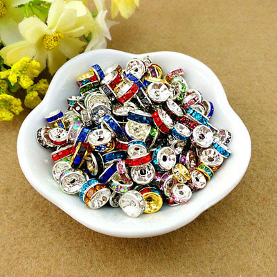 #ad 100Pcs 8MM Czech Crystal Rhinestone Rondelle Spacer Beads Bead Cap Findings DIY $2.86