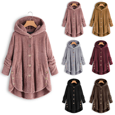 #ad Winter Womens Button Casual Solid Single Breasted Long Sleeve Hoodies Coats US $28.09