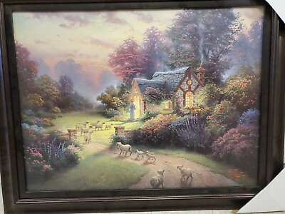#ad #ad Thomas Kinkade Painting Good Shepard#x27;s Cottage 25.5” x 34” Framed $175.00