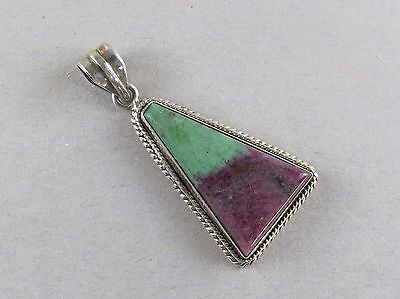 #ad Sterling Silver Pendant with Green amp; Purple Stone 12.0g 2121 $49.95