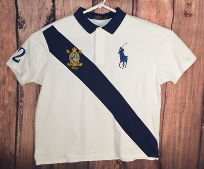 #ad Polo Ralph Lauren Shirt Mens 1XLB White Short Sleeve Collar Rugby Big Pony Crest $23.08