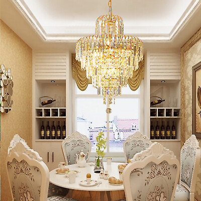 #ad Luxury Crystal Ceiling Lamp Chandelier Pendant Light Hanging Dining Lighting $46.55