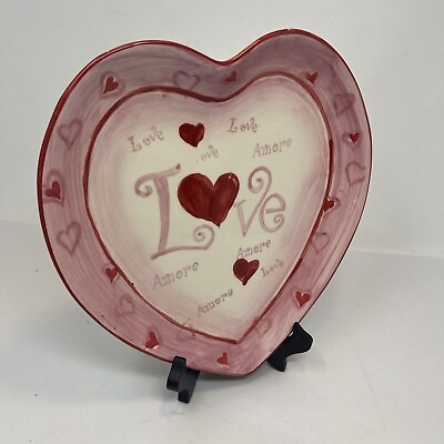 #ad Valentine Love Heart Shaped Love Amore Dessert Plate 10.25quot; $14.99