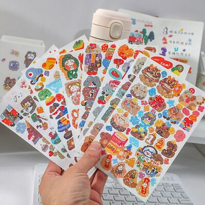 #ad Bear Paper Laser Sticker Scrapbooking Cute Cartoon Glitter Decorative Stickers $8.89
