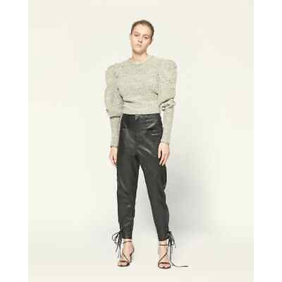 #ad Isabel Marant $698 Hamili Black Ecru Puff Sleeve Sweater Blouse Women#x27;s Small $198.00