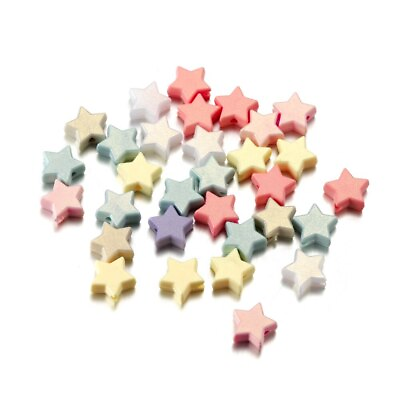 #ad 50pcs Multicolor Acrylic Star Bead Loose Spacer Beads C $2.31