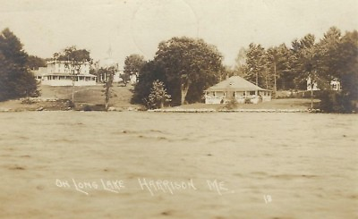 #ad CF 102 ME Harrison on Long Lake Real Photo Postcard RPPC Maine $22.50