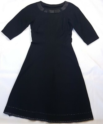 #ad Vintage Handmade Black Dress Size 4 Wool A Line Mid Calf Business Dressy $34.99