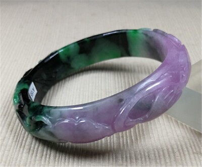#ad 59mm Natural Ice Green Lavender Ancient Jadeite Emerald Jade Bracelet Bangle $47.20
