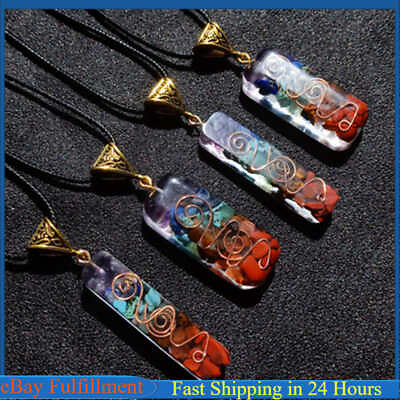 #ad 7 Chakra Healing Crystal Stone Pendant Talisman Orgonite Energy Generator Amulet $7.40