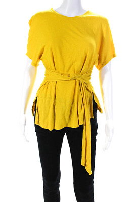 #ad BCBGMAXAZRIA Womens Yellow Tie Waist Top Size 6 14044230 $34.01