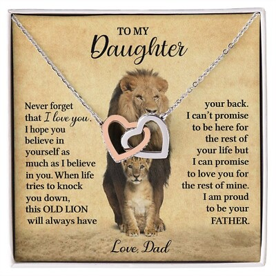 #ad To My Daughter Interlocking Hearts Necklace from Dad Daughter Lion Necklace $19.99