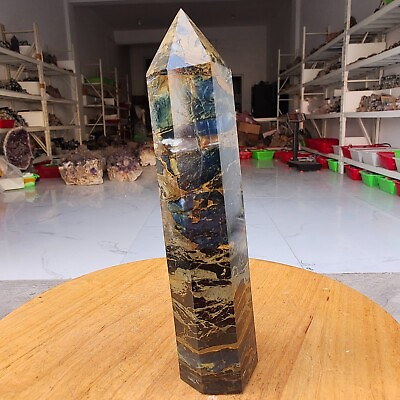 #ad 455g WOW Natural Rare Pietrsite Crystal Obelisk Quartz Tower Point Healing Y689 $74.00