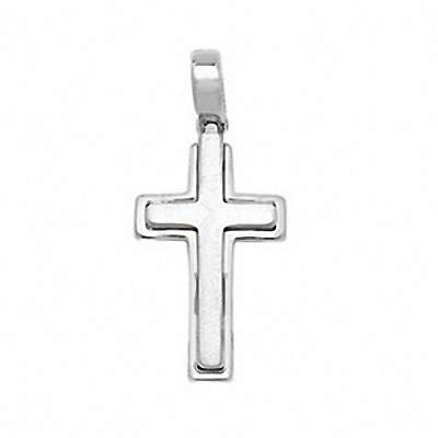 #ad Silver Cross Pendant Necklace 925 Hallmark Raised Detail 28 x 14mm $42.24