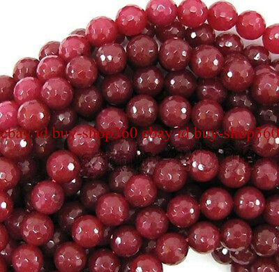 #ad AAA 10mm Natural Faceted Brazil Red Jade Gemstone Round Loose Beads 15quot; $4.50