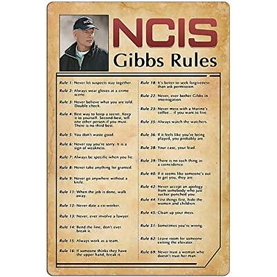 #ad Retro Poster Tin Sign NCIS Gibbs Rule Printed Canvas Decoration Funny Famil... $27.95