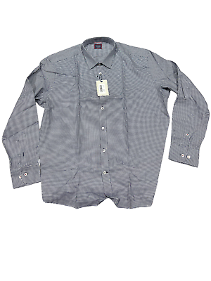#ad UNTUCKit Emerson Men#x27;s Long Sleeve Button Up Shirt Navy Checker Regular Fit 3XL $29.99