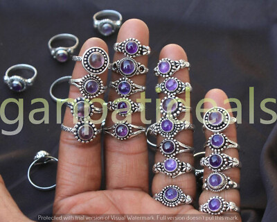 #ad 1000pcs Lot Amethyst Gemstone Rings 925 Silver Plated Jewelry For Woman $522.49