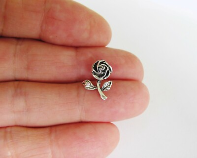 #ad Sterling Silver 15mm Rose small pendant $10.44