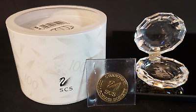 #ad Swarovski Crystal Coin Box Hinged amp; 100 Year Commemorative Coin **SIGNED** RARE $499.00