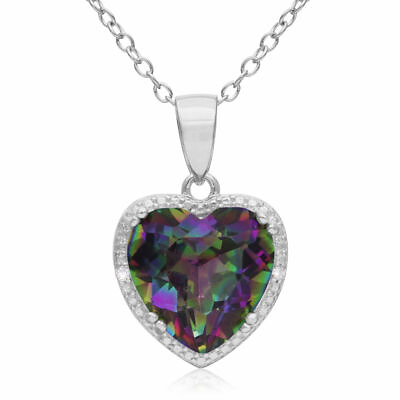 #ad Women Mystic Love Heart Chain Necklace Crystal in 925 Sterling Silver Plating $7.99