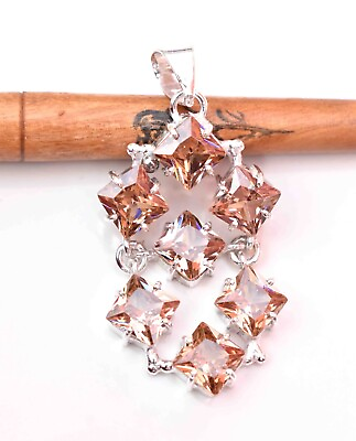 #ad Morganite 925 Sterling Silver Gemstone Jewelry Unique Pendant Size 2.50quot; $13.99