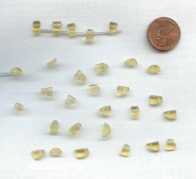 #ad 72 VINTAGE GLASS CITRINE YELLOW HANDMADE 7x5mm. SMOOTH DROP CHIP BEADS D291 $1.49