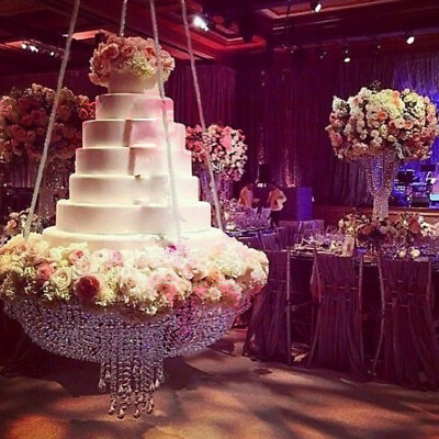 #ad Romantic Wedding Chandelier Cake Stand Hanging Crystal Swing Holder Venue Decor $117.80