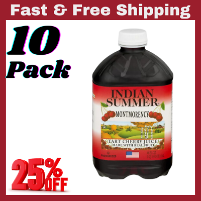 #ad 10 pack Indian Summer Montmorency Cherry Juice Tart Cherry Real Fruit 46 fl $55.99
