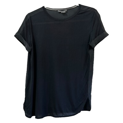 #ad Vince Women#x27;s Black Silk Blend Short Sleeve Top Tee Sz S $19.99