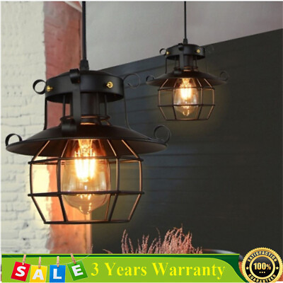 #ad Farmhouse Ceiling Light Fixture Rustic Industrial Iron Cage Hanging Pendant Lamp $24.61
