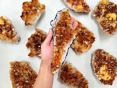 #ad Citrine Crystal Druze Clusters Large Raw Druzy Geode Chunk Rocks Minerals Stone $19.50