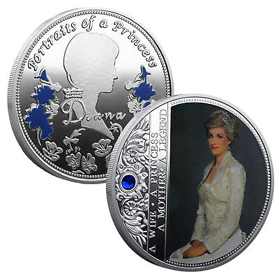 #ad British Diana Princess Rose Diamond Last Rose Commemorative Coin Collectible $7.65