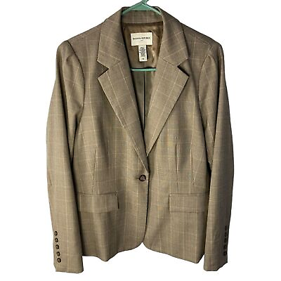 #ad Banana Republic Factory Women#x27;s Size 14 Light Brown Suit Jacket Blazer Ruffle $19.99