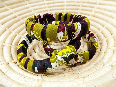 #ad African Fancy Wax Print Kitenge Ankara Fabric Bangle Set new bracelets jbak152 $9.97