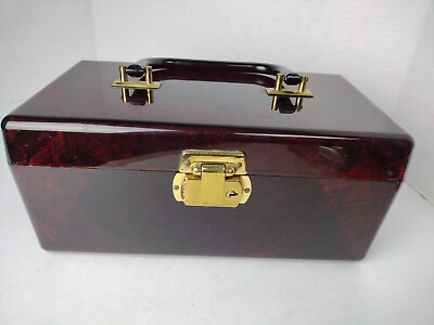 #ad Vintage Lucite Faux Tortoise Amber Tone Purse with Brass Hardware MCM $54.50
