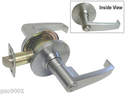 #ad Entrance Keyed Entry Satin Chrome Commercial Door Handle Locks Grade 2 Levers $25.99