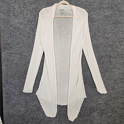 #ad CHICOS White Loose Knit Airy Beachy Coastal Open Front Cardigan SIZE 3 US XL 16 $26.59